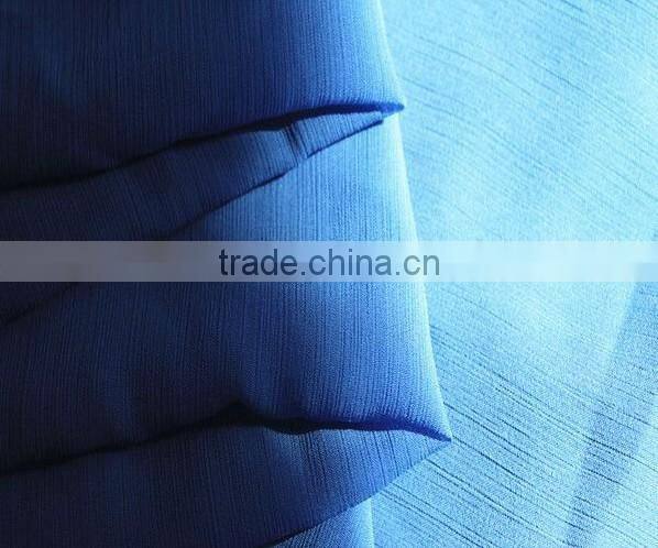 Factory direct sales 50D polyester pleated chiffon fabric for ladys blouses and dresses,scrafts,Garment,wedding dress etc
