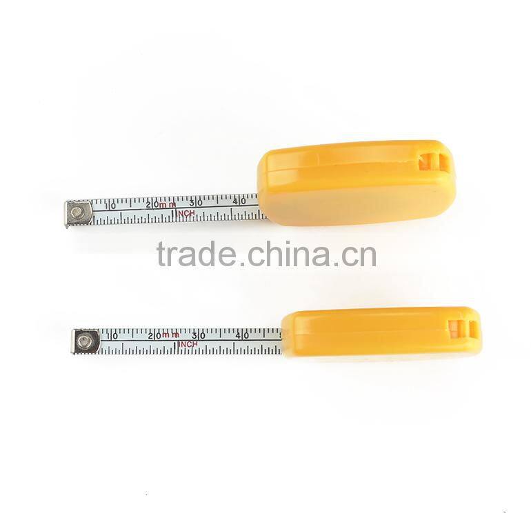 Double sides custom mini retractable bulk yellow elastic ABS plastic tape measures 2 meters