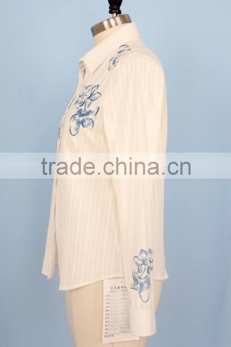 2016 women long sleeve flower embrordered t shirts