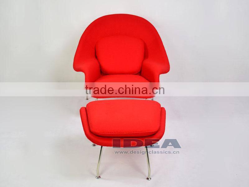 Replica Womb Chair Foot Stool - Red Wool Fabric