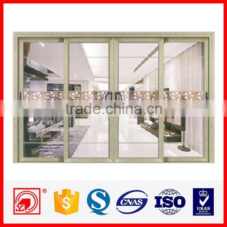 wood grain aluminum frame interrupted glass sliding door