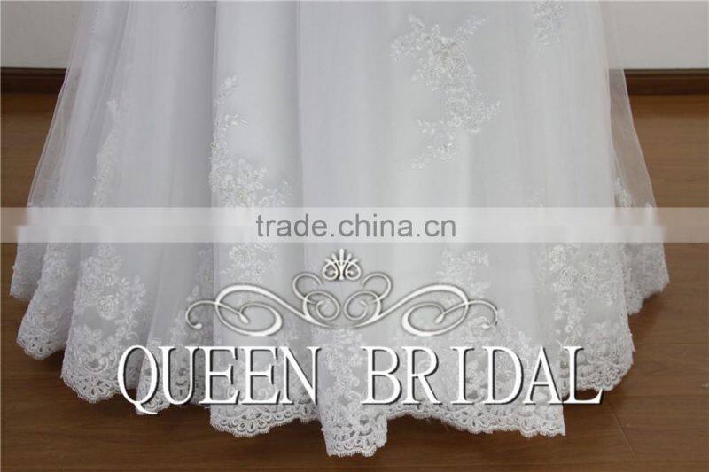 Dubai Muslim Bridal Gown 3/4 Long Sleeves Lace Wedding Dress Patterns 2016