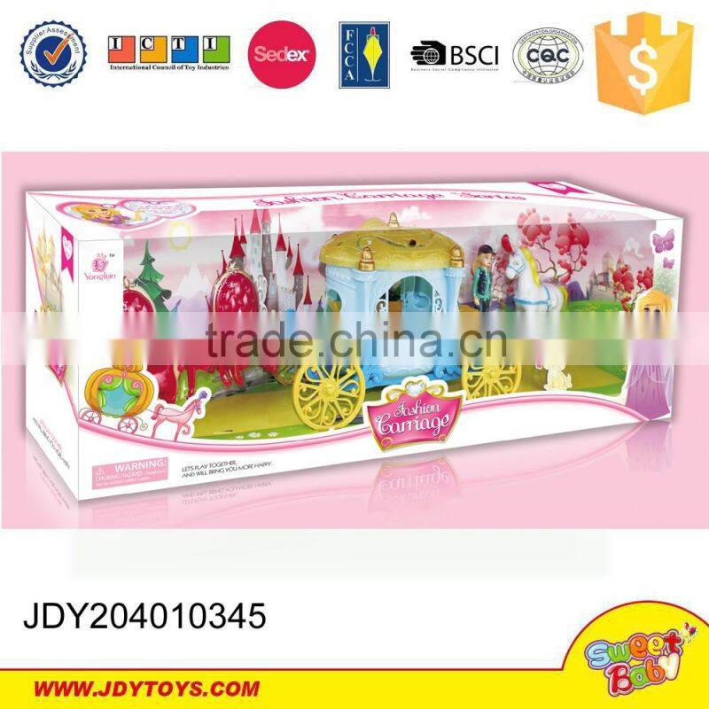 Fashion carriage toy plastic horse carriage with doll and sofa