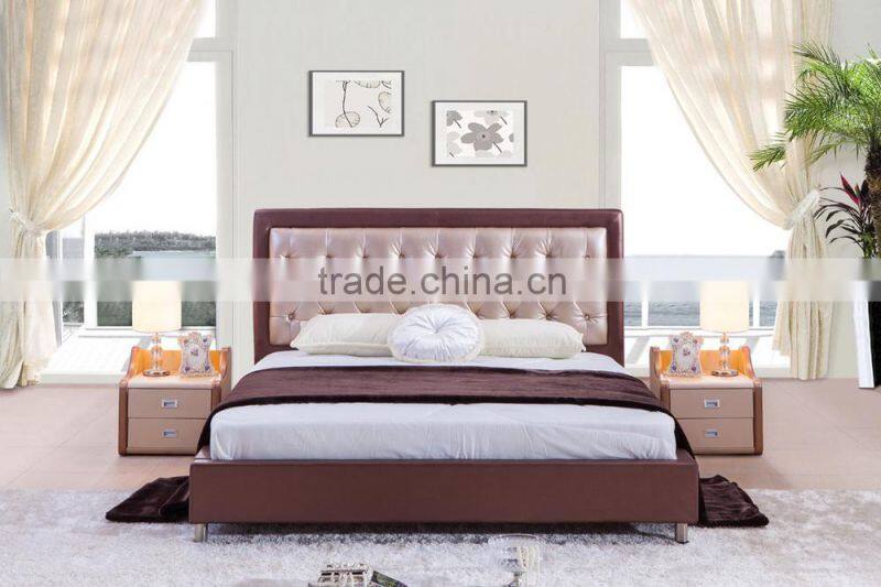 hot sale modern leather bed with chesterfield button DH828