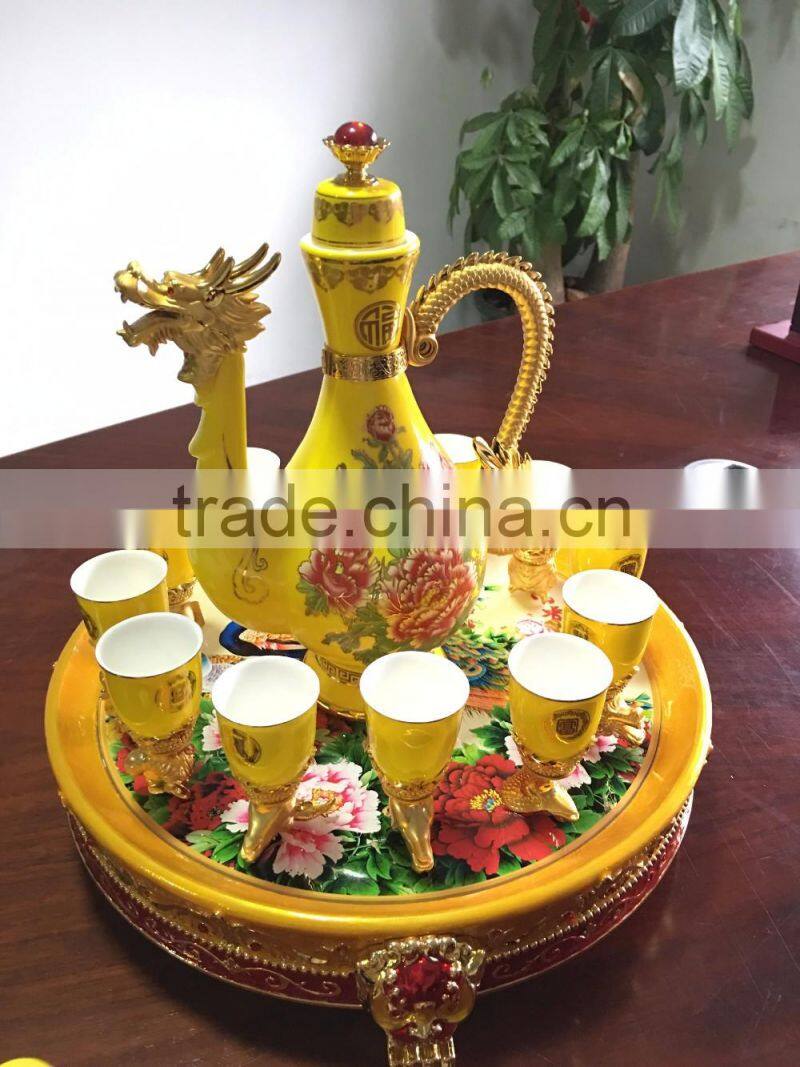 12 zodiac yellow ceramic wine cups,artistic ceramic cup