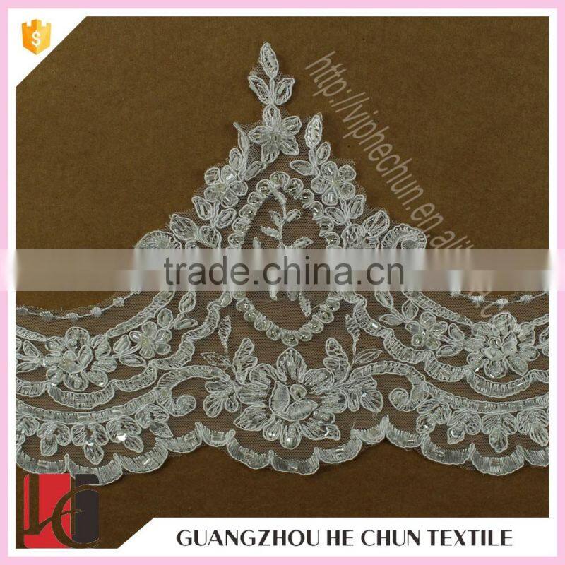HC-2290-1 Hechun White Whole Sale Bead Raschel Lace Bridal Trim