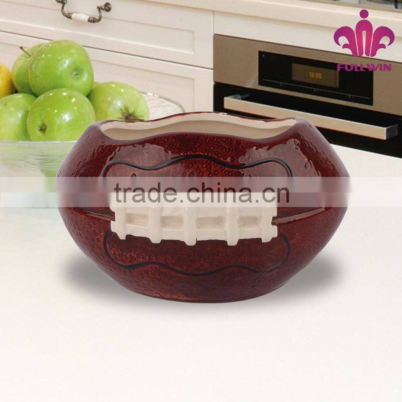 Football design ceramic garden flower pot and planter