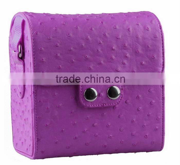 Alibaba competitive price fancy ostrich leather Camera Bag in Dongguan