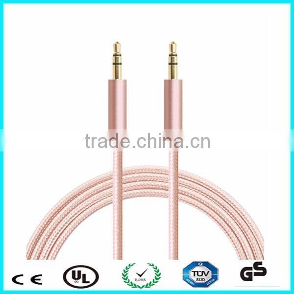Wholesale 3 pole gold plated 3.5mm aux cable for phone