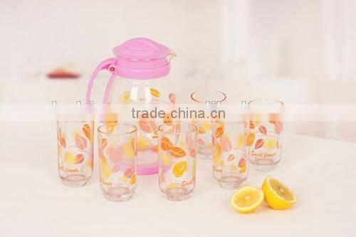 beautiful design 5pcs Glass drinking bottle and cups for tableware