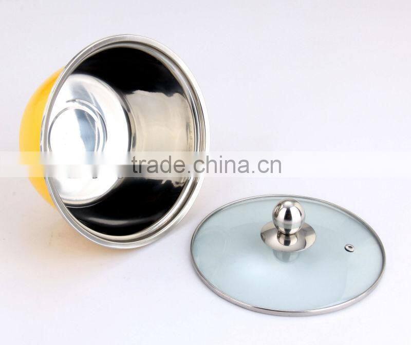 3 Pcs Stainles Steel Colorful Mixing Bowl with Glass Lid