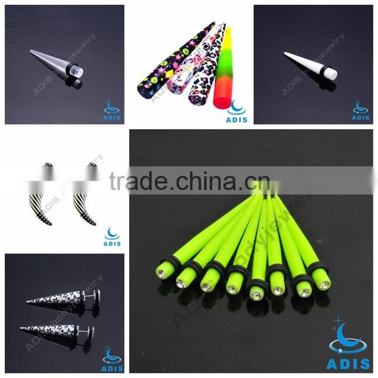 Hot Selling Priting Colorful Logo Acrylic Taper Ear Expander