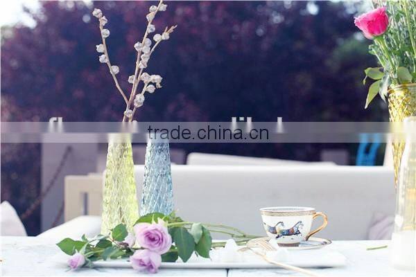 wholesale cheap tall colored clear glass vases for flower made in China