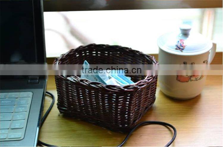Rattan woven mini desk dust basket