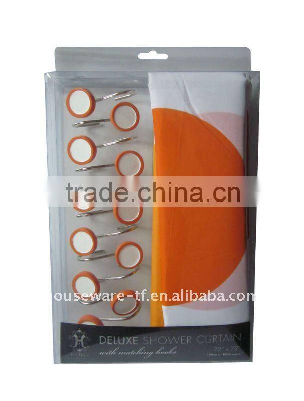 new item after 110 canton fair shower curtain with resin hooks