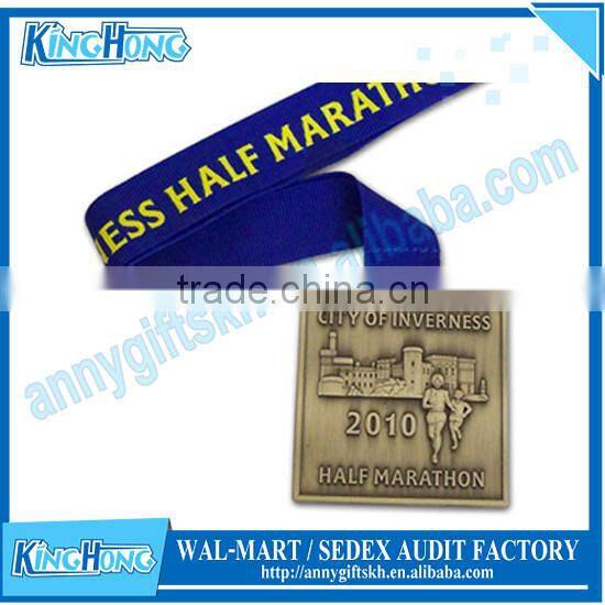 Various shape custom make metal sport gold medal with ribbon