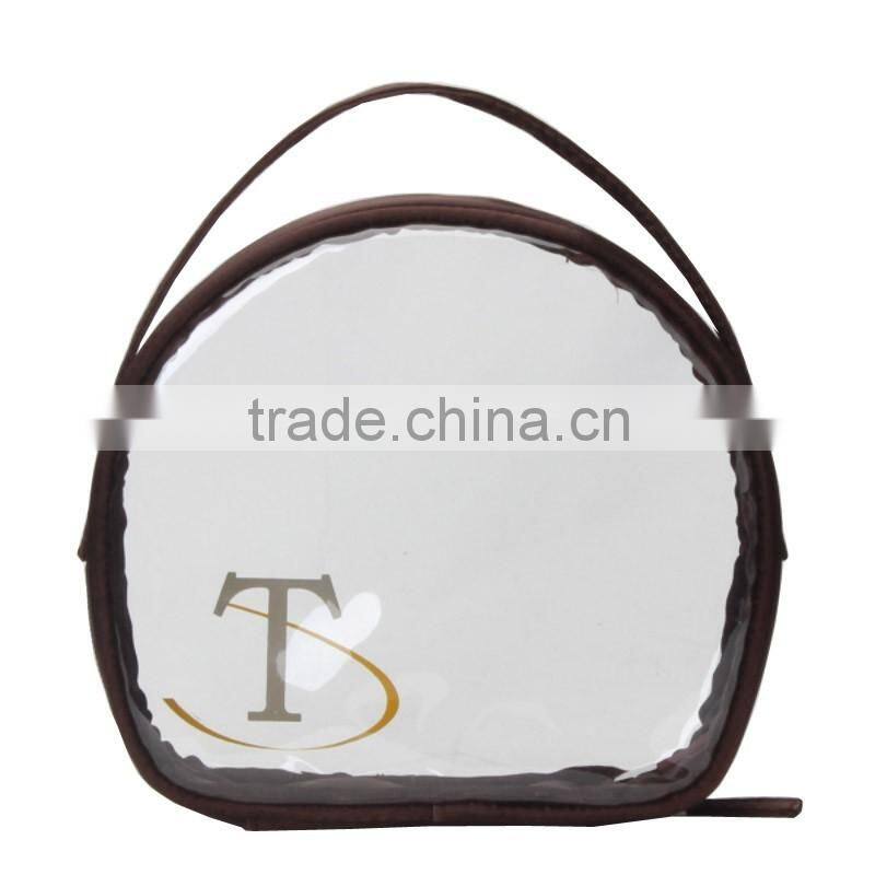 Satin fabric cosmetic bag/clear travel toiletry bags made in china