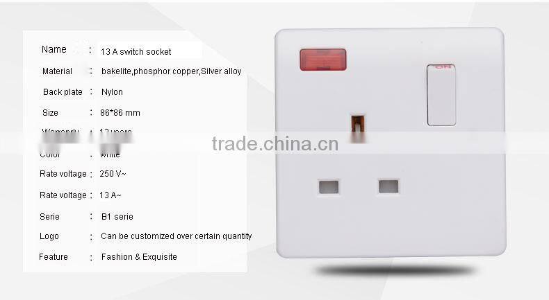 British13Amp Modular Electrical Switched Socket with Neon