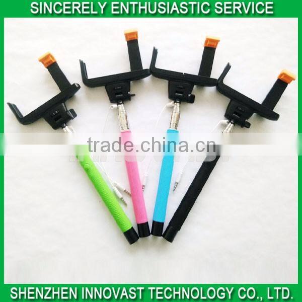 3.5mm audio cable wired monopod selfie stick with beautiful appearance
