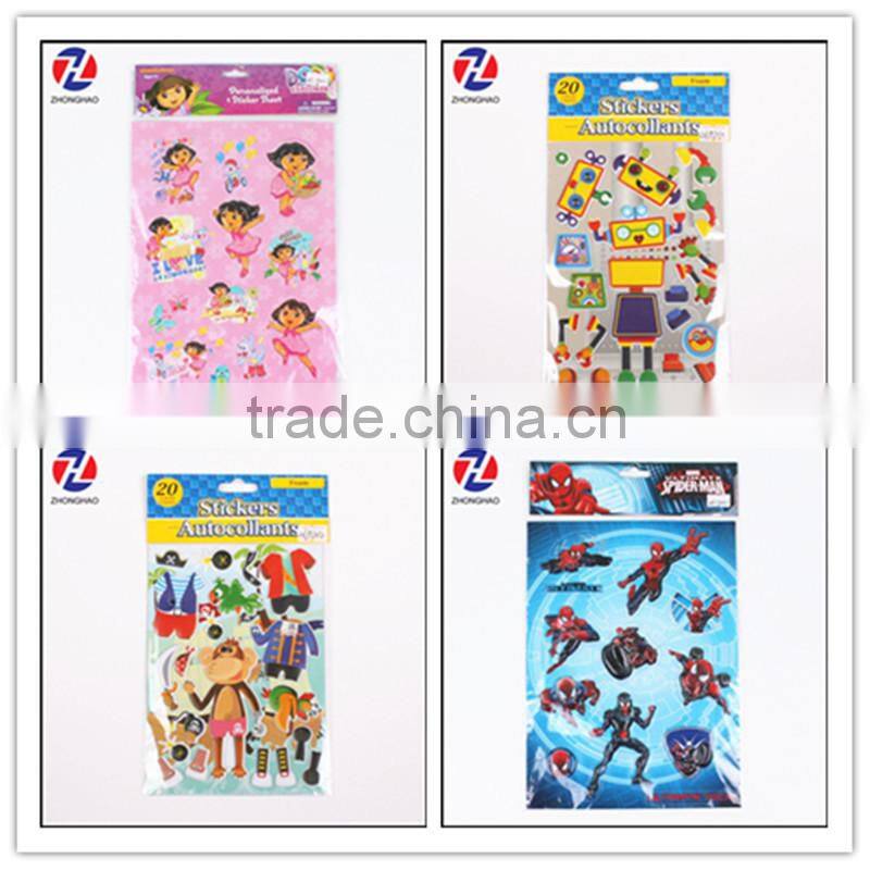 Promotional wholesale custom different animals puffy sticker