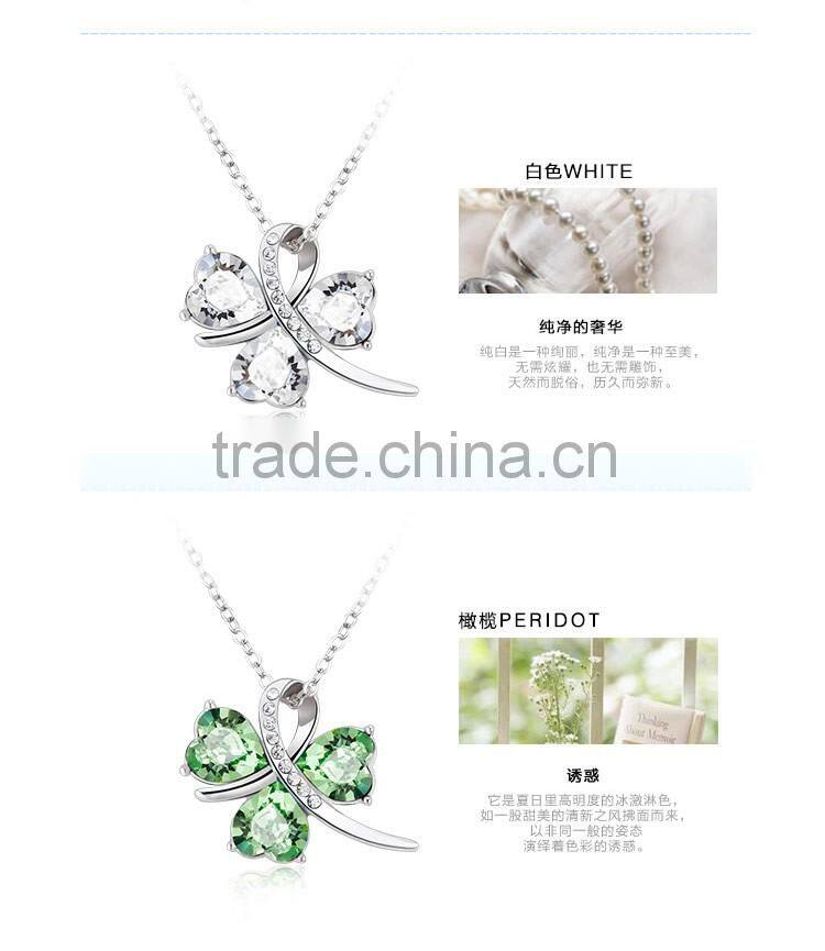 OUXI 2016 high quality korean design butterfly charm AAA zircon jewelry necklace set 10609