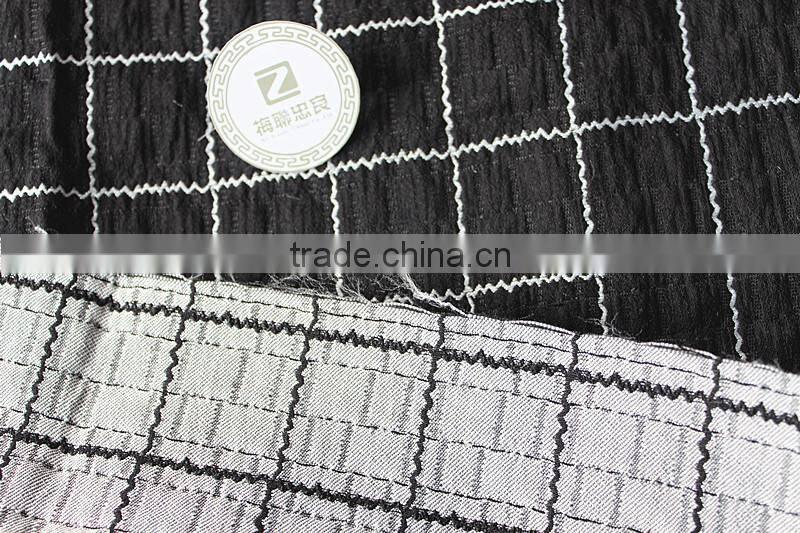 Jacquard fabric grid style cotton crepe