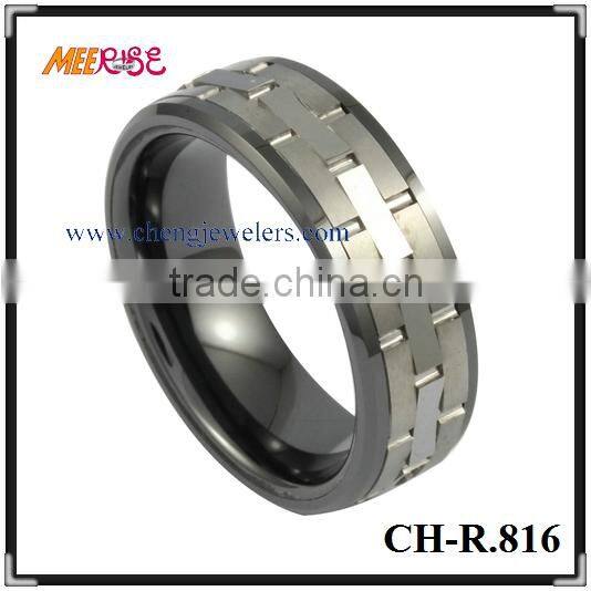 2015 Celtic Woven celtic knot Engraved Black Band for man dome ring/cheap celtic ring