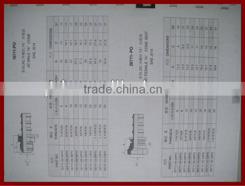 China supplier! high quality hydraulic hose fitting adapter factory production hot sale!