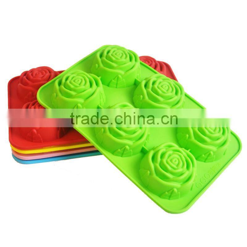 4 Cavities Silicone Rose Shaped Cake Molds