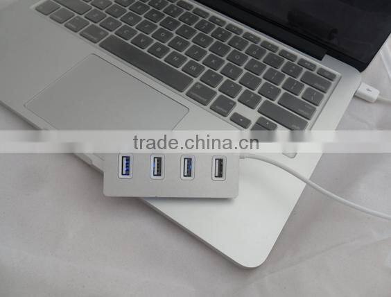 Multi 4 port Aluminum man usb 2.0 hub from China suppliers with Blue LED indicator lights