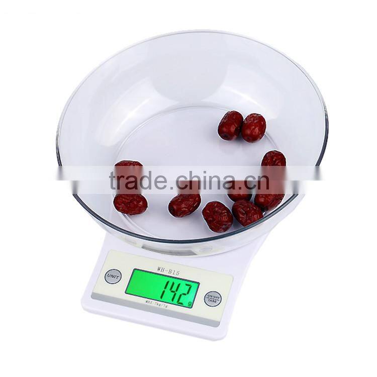 7kg/1g Digital mini kitchen weighing scale with bowl