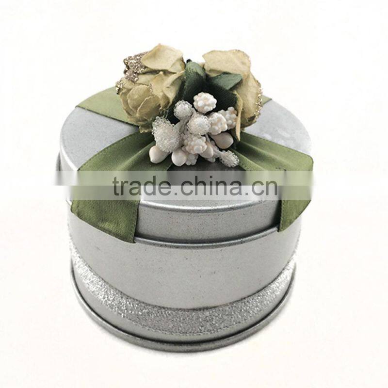 Dongguan hot selling gift/jewelry tin box with ribbon