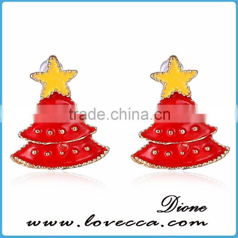 Popular Cute Christmas Tree Stud Alloy Earrings