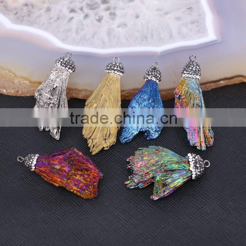 Titanium Quartz Stone Druzy Pendant, Pave Crystal Gem stone Pendant For Jewelry Making