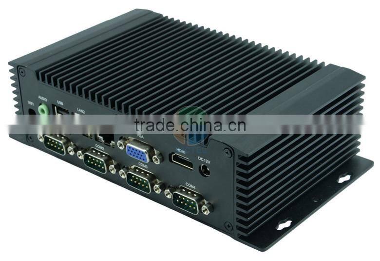 Fanless IPC Embedded Computer with AMD T56N 4 COM 2 Gigabit Lan Low power DC 12V COM2 supports RS485 RS422 features