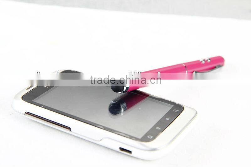 4in1 pen soft stylus touch pen ball pen with LED light and laser for iPhone/iPad