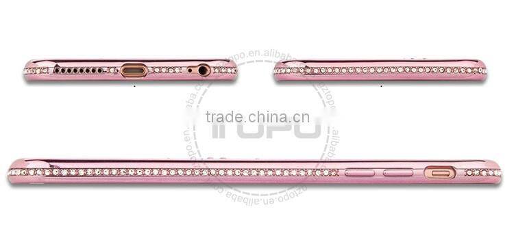 Diamonds Swan angel electroplate frame soft TPU for girls mobile phone Case for iphone 6 6s plus