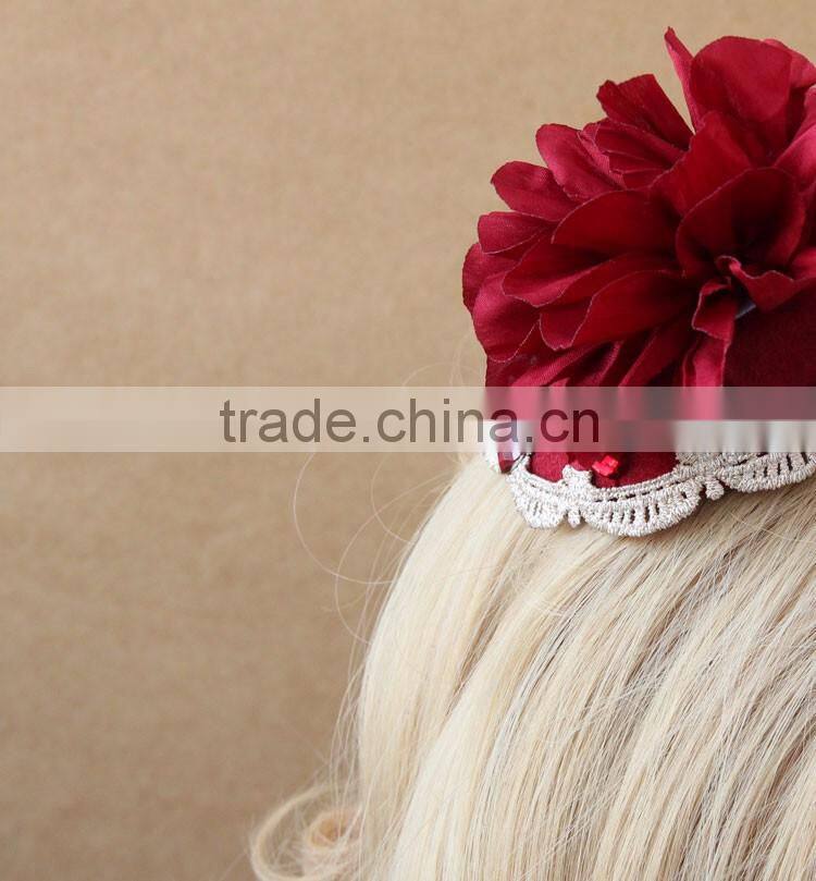 MYLOVE big red flower fascinator felt mini hat with clips