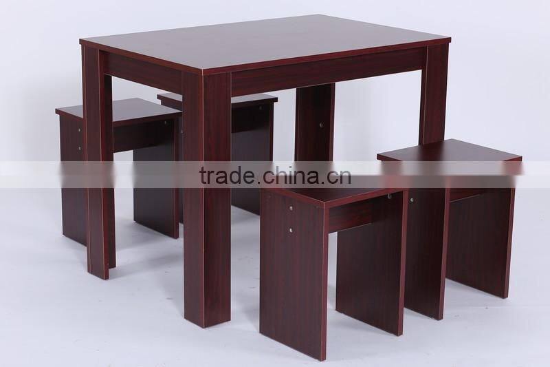 E1 Melamine MDF Dining Table With Easy Style Stools