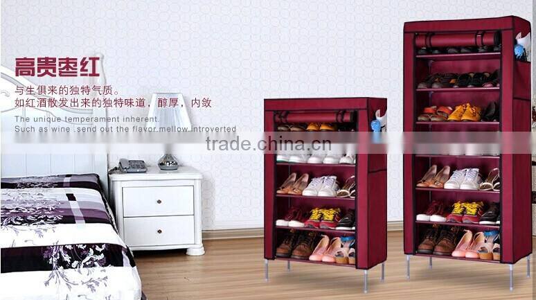 (FH-FC6007)6-layer simple design non woven fabric single row shoe rack