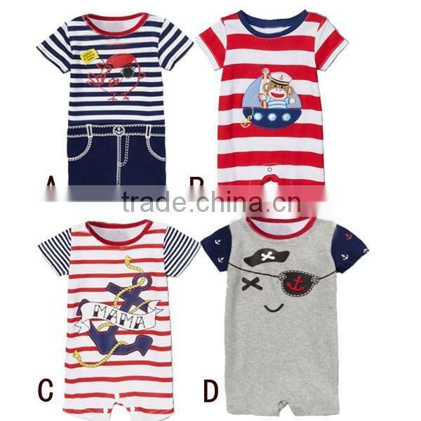 new summer style baby boys clothes casual short-sleeved navy pirate Romper jumpsuits newborn baby clothing
