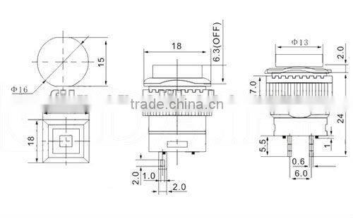 YL6-35 16mm push button mini switch on off 12v