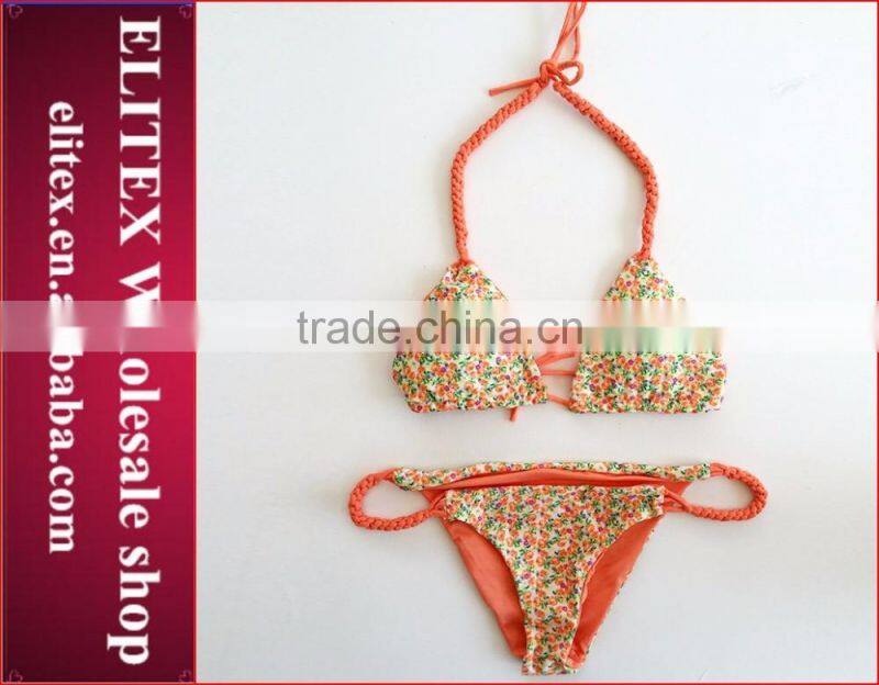2017 Newest orange straps floral sexy print bikini women swimwear BI209