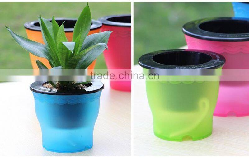 mini decorated fancy cute self watering flower pot