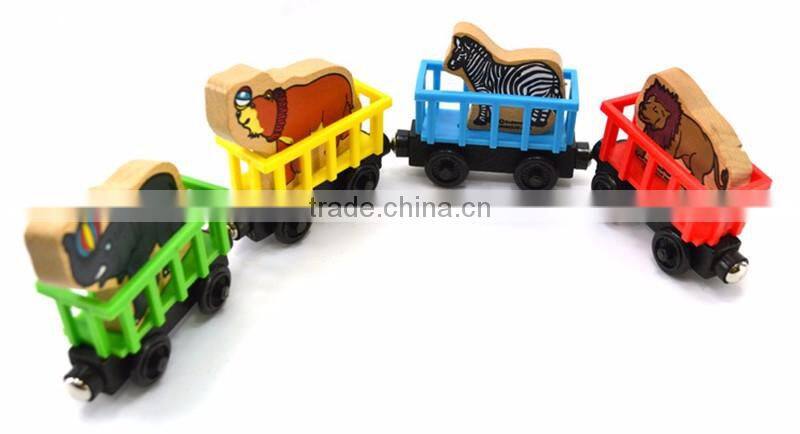 Farm animal toys wooden trains for kids
