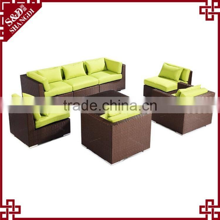 Modern living room furniture 7-seat design rattan weave american sofa set