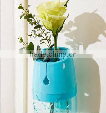 Multicolor transparent wall-hanging plastic vase
