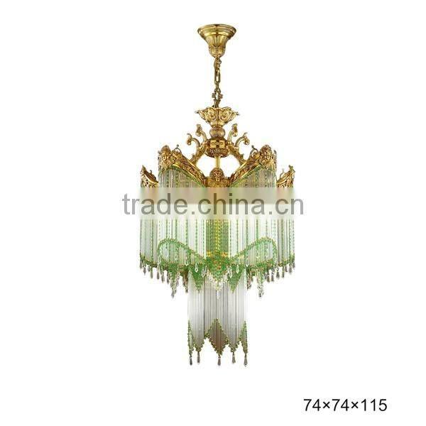 Luxury Crystal & Bronze Pendant light, Elegant Design Brass Chandelier Crystal Drop, Noble Hotel Ceiling Lamp