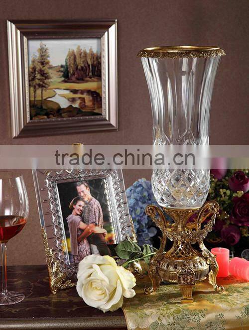 Royal Bronze Crystal Fruit Bowl, Unique Home Decorative Crystal with Brass Fruit Bowl (BF01-0207-1)