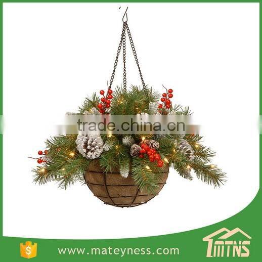 Glittery Lighted Chrismas Decorative Hanging Basket Tree